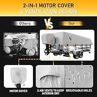 Vista 4 de Funda para pontón 1200D, cubierta 100% impermeable para lancha pontón de 17 a 20 pies, fundas de barco resistentes con cubierta de motor fuera