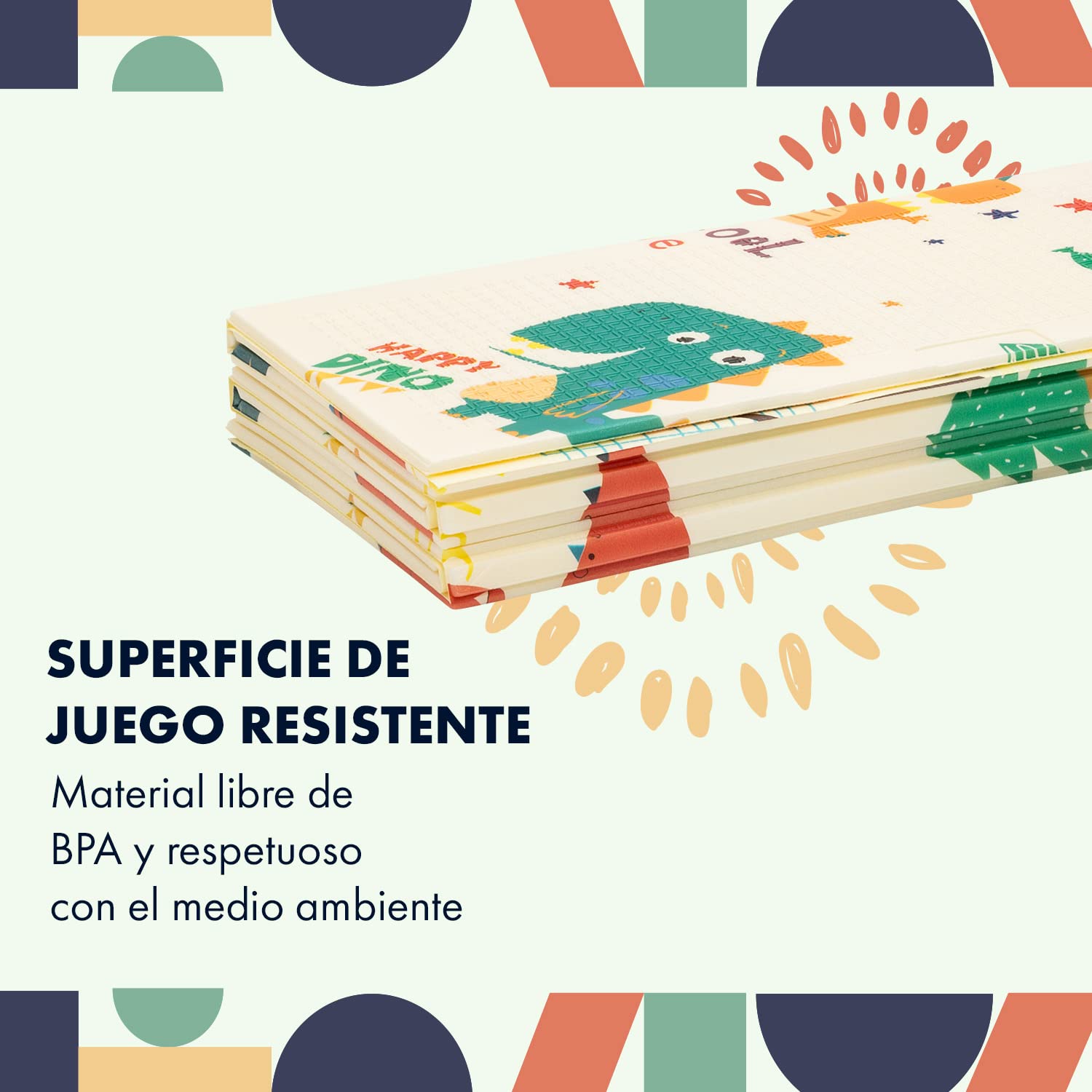 Babify Alfombra de Juegos para Bebé Dino, Colchoneta niños plegable, con bolsa de transporte, tapete impermeable XPE no toxico.