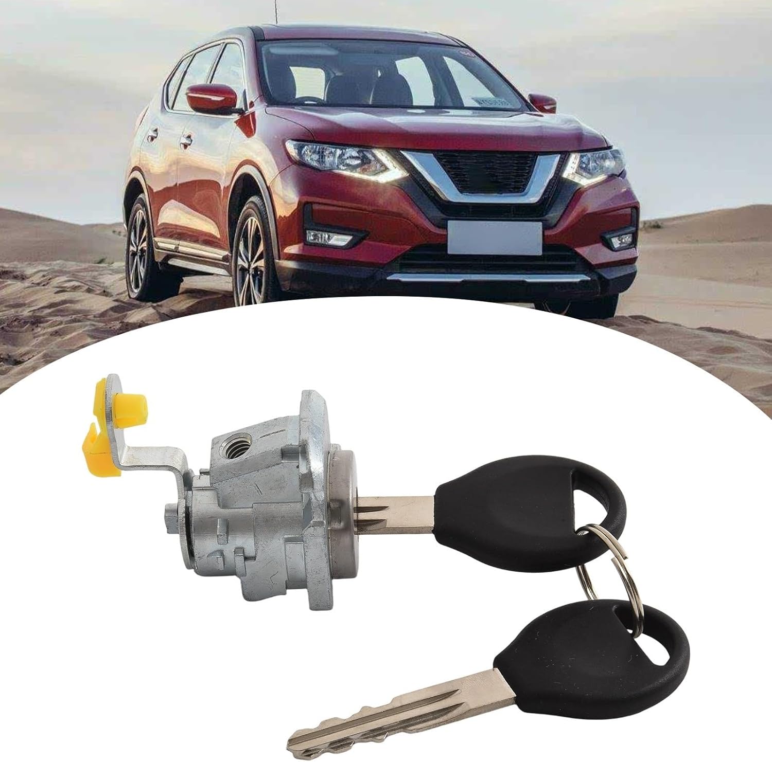 Left Lock Cylinder with Keys for Nissan Rogue 2008-2015, Door Lock Replacement H0601-JM00A, Silver Finish