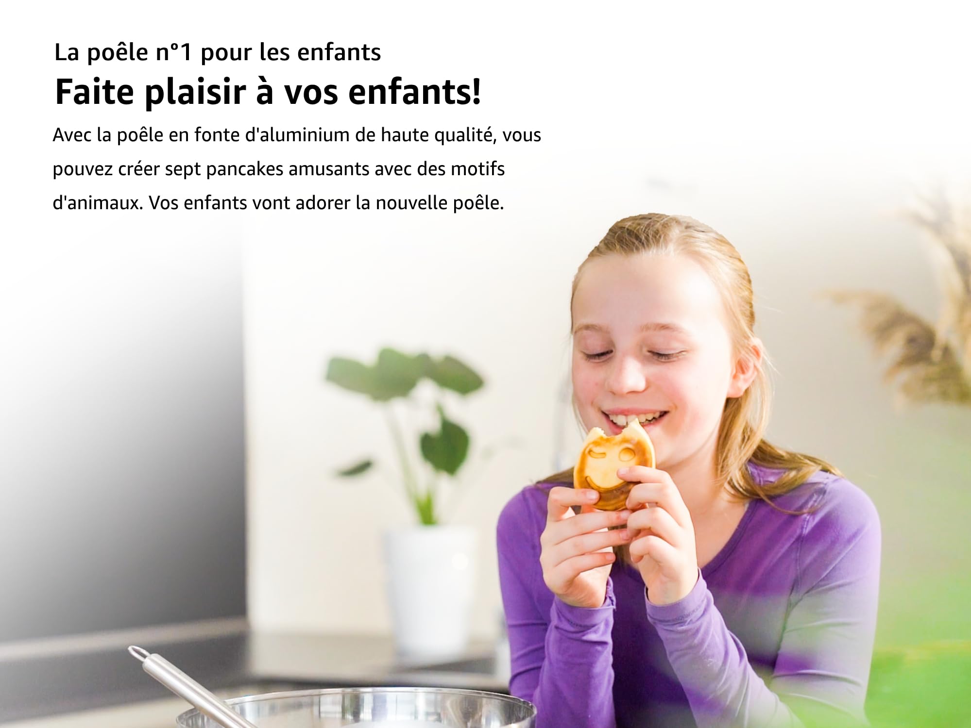 endusor Poele Pancakes animaux pour enfants - Poele pancakes avec un diamètre de 26cm et un revêtement anti-adhésif | Induction Gaz Céramique Électrique Halogène | 7 trous pour Pancake Blinis Crêpe