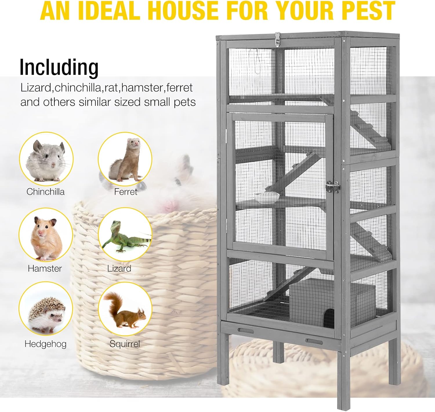 Aivituvin Ferret Cage Rat Cage for Chinchilla, Lizard,Squirrel, Chameleon,Gerbils and Other Small Animals : Pet Supplies