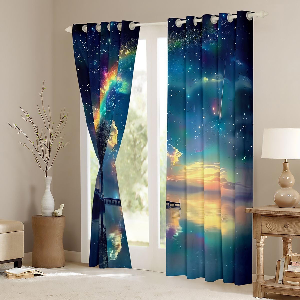 Homewish Tende oscuranti glitterate per camera da letto, 132 x 160 cm