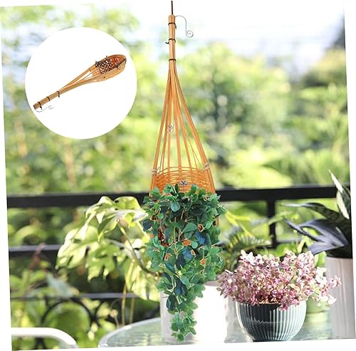 Miniatura 9 de Maceta colgante para interiores y interiores, maceta colgante de bambú, cestas tejidas colgantes, decoración al aire libre, macetas colgantes de