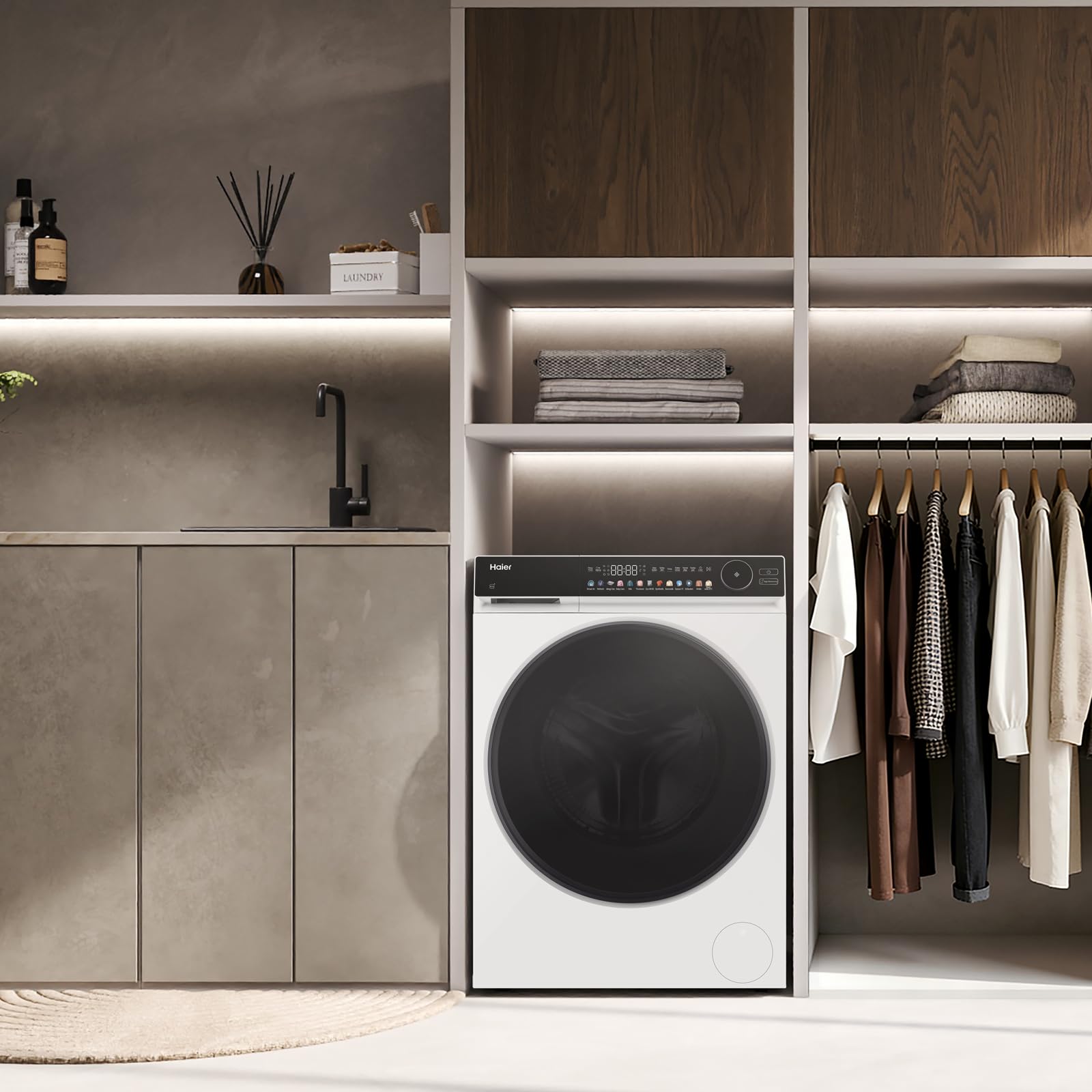 Haier Waschtrockner 9/5kg G7 Serie HWD90-BP14667TU1 | Trocknen), A -45% (Waschen), Leiser Inverter-Motor, Automatik- und Expressprogramm, Vollwasserschutz, Trommelbeleuchtung