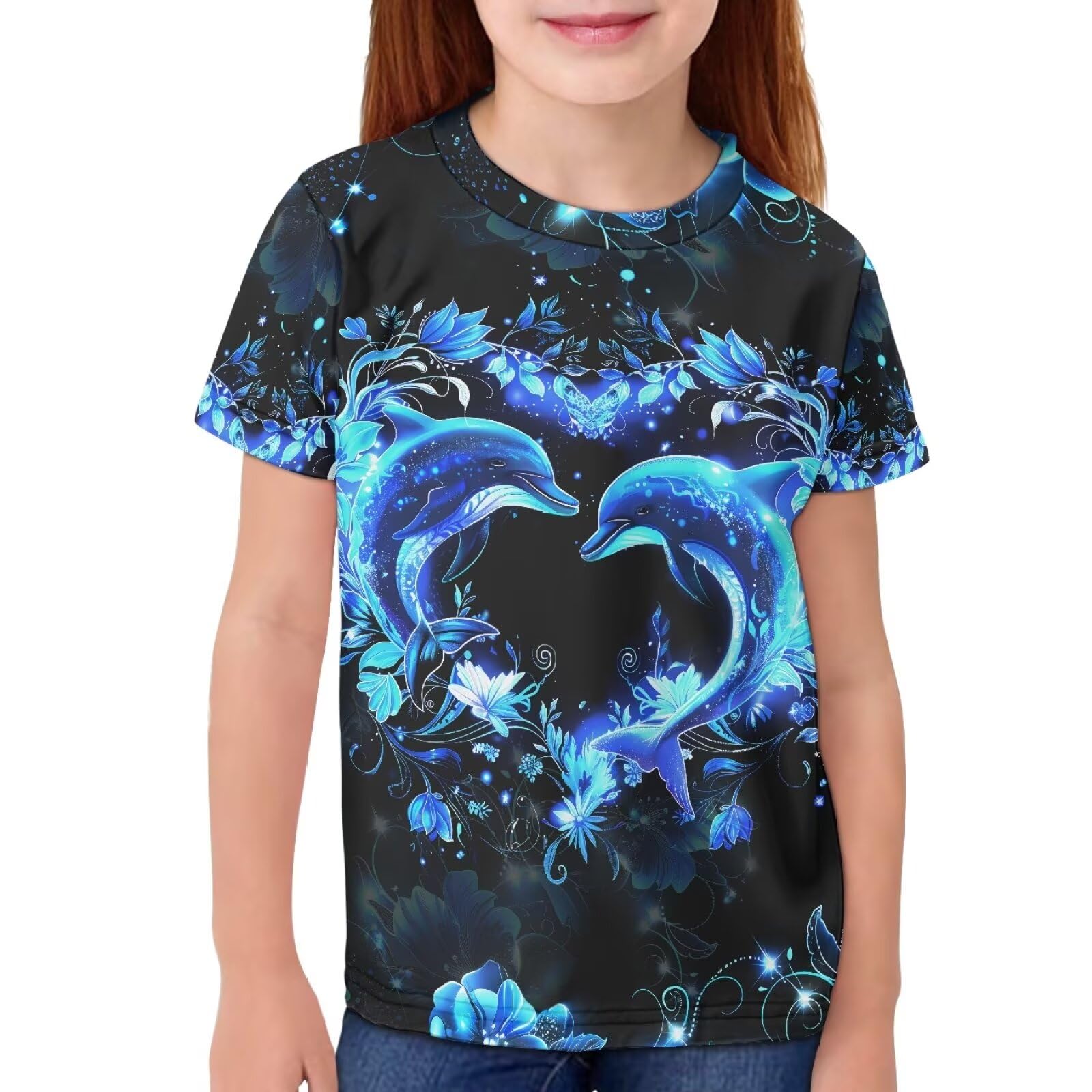 JEOCODY Boys Girls Graphic Tees Funny 3D Printed Short Sleeve T-Shirts 3-16T