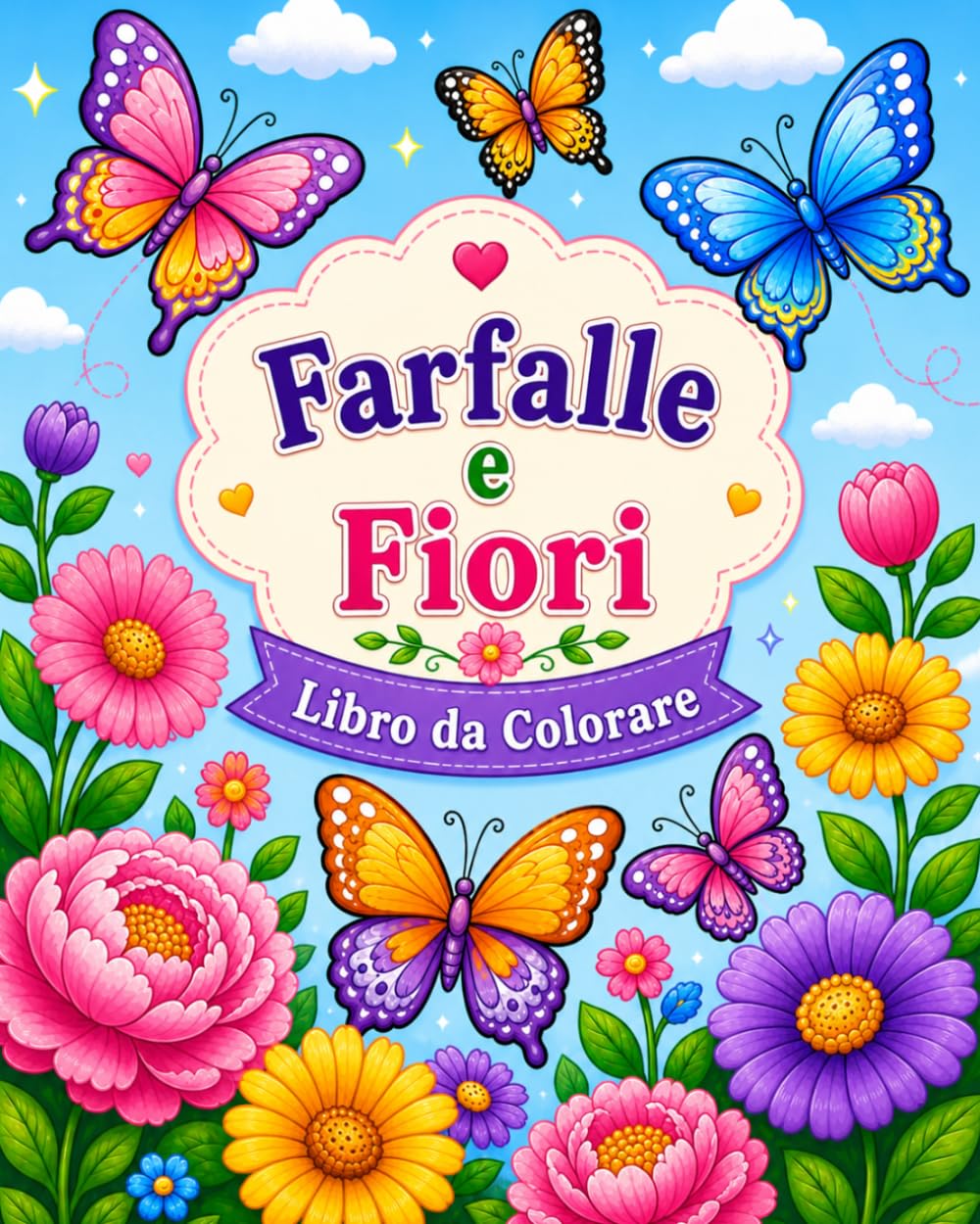 Farfalle e Fiori: Libro da colorare per bambini, ragazzi e adulti con splendidi disegni per il relax e l'anti-stress.