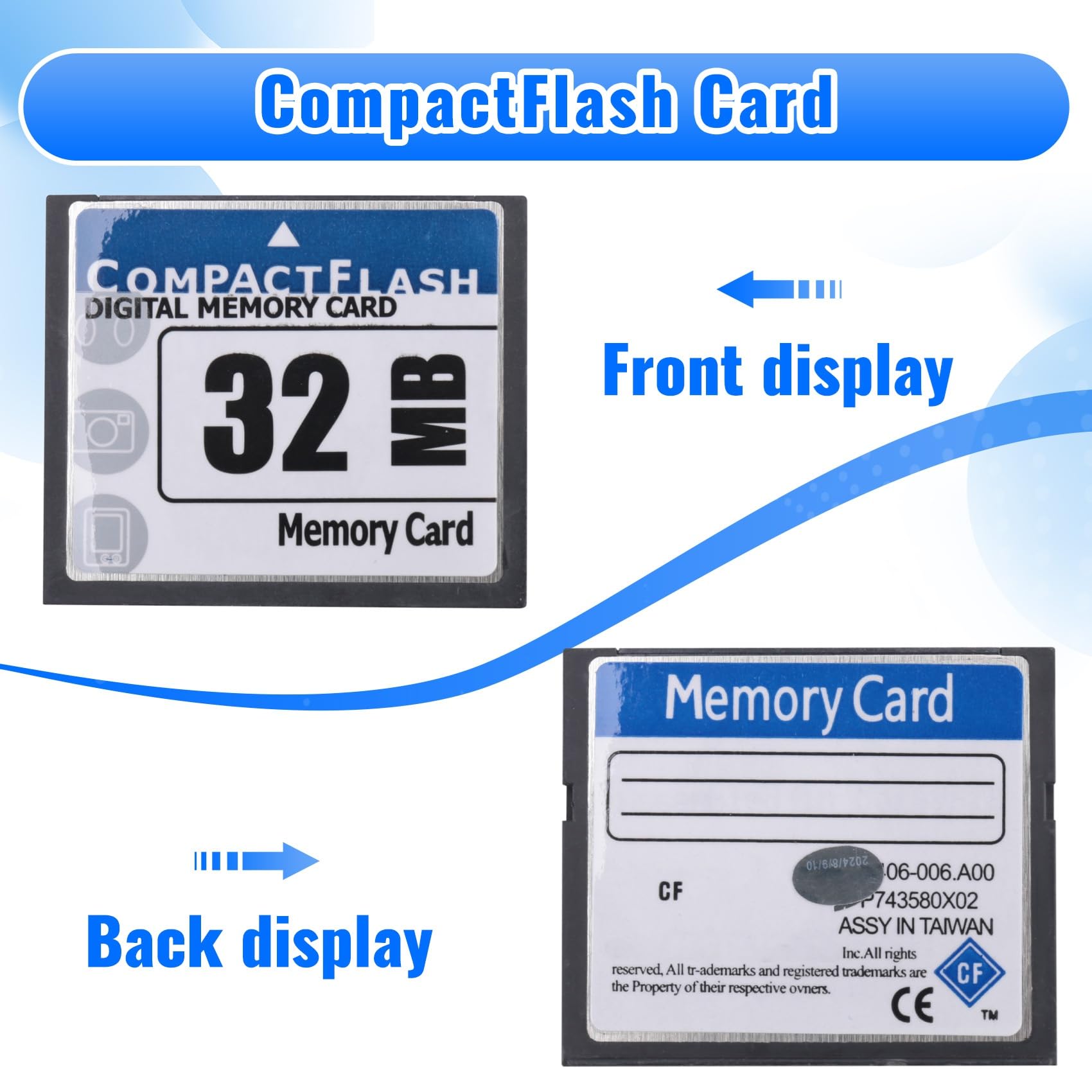 Carte MéMoire Compact Flash 32 Mo pour Appareil Photo, Machine Publicitaire, Carte Informatique Industrielle