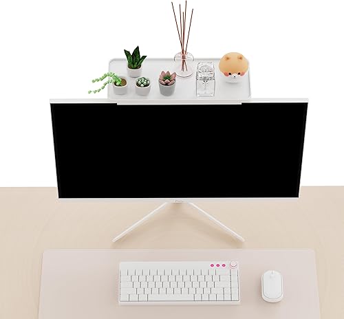 Miniatura 2 de Pixio Estante superior de almacenamiento de monitor blanco de 12 pulgadas, plataforma ajustable, ajuste universal, soporta hasta 13 libras, funciona