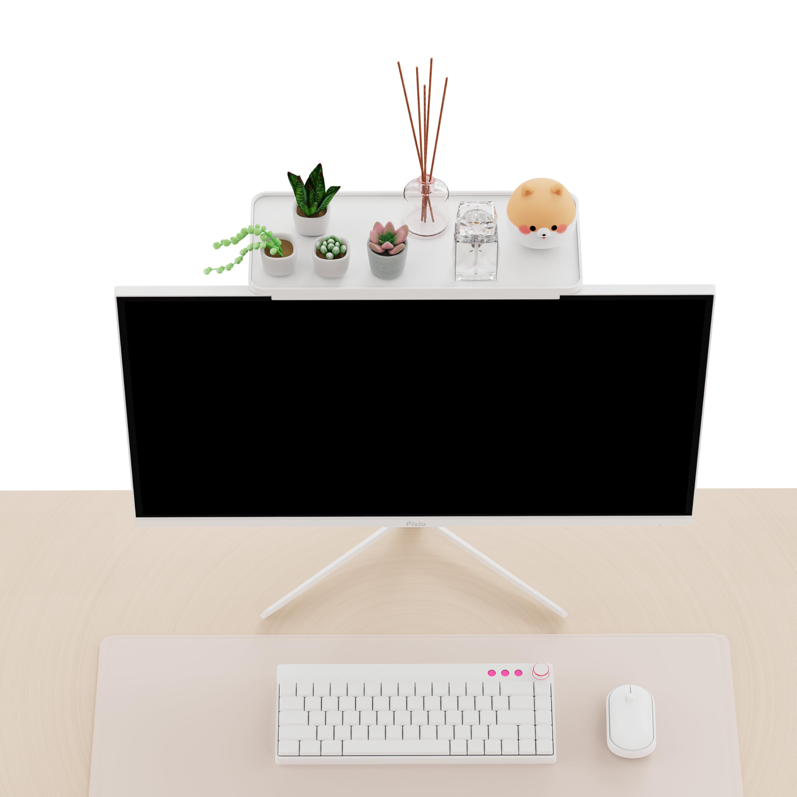 Pasio ディスプレイ収納ローボード W1294  x  D442 x H528mm Amazon.com: Pixio 12 inch White Monitor Storage Top Shelf