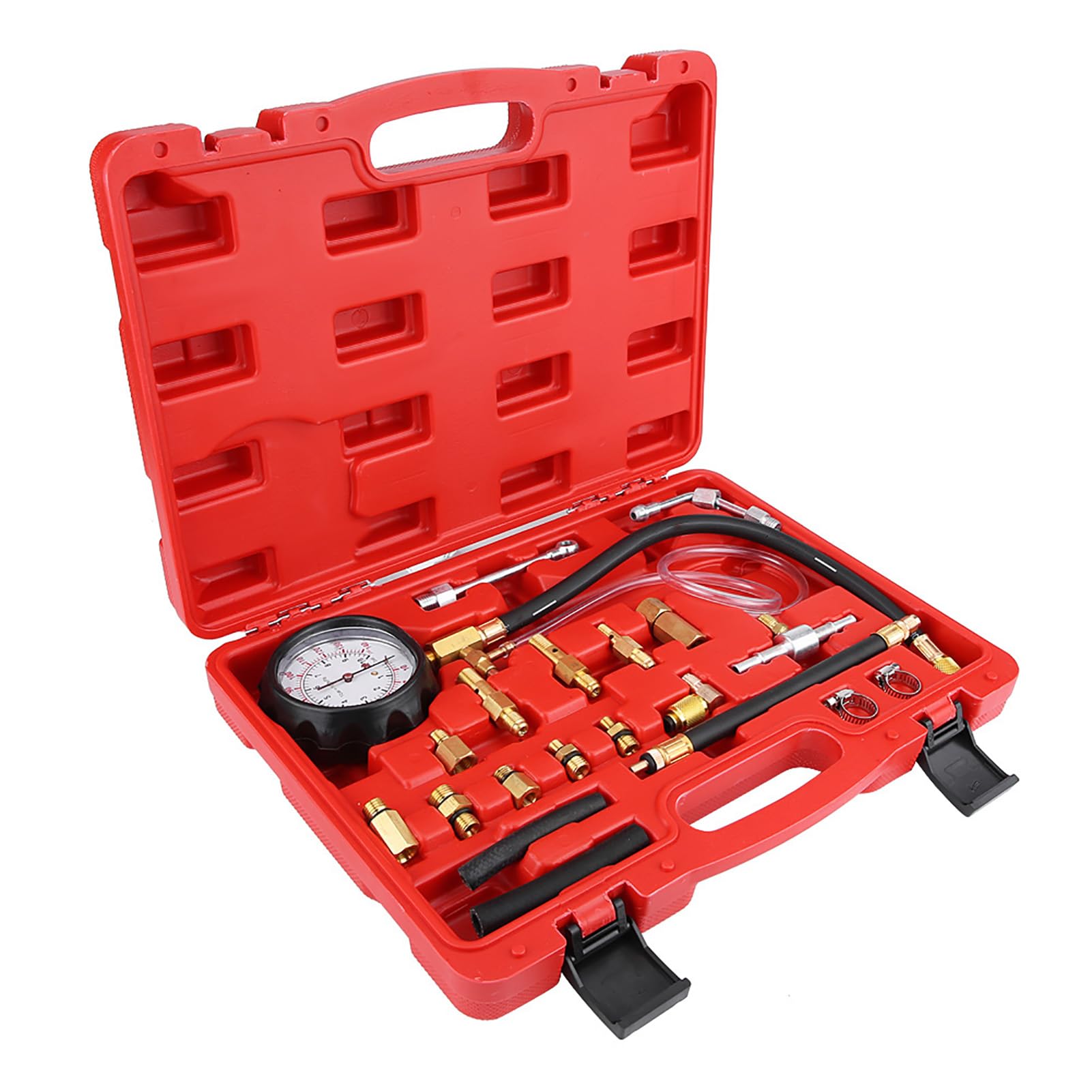 Tbest Zestaw Testera Ciśnienia Paliwa 0-140psi, Manometr do Wtrysku PFI | 0-10bar , Quick coupling valve, Petrol pump diagnostic tool, Stainless steel construction