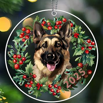 German Shepherd Ornament, Dog Christmas Ornaments 2025, Dog Ornaments for Christmas Tree - German Shepherd Gifts for Women, Men, German Gifts