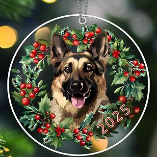 German Shepherd Ornament, Dog Christmas Ornaments 2025, Dog Ornaments for Christmas Tree - German Shepherd Gifts for Women, Men, German Gifts