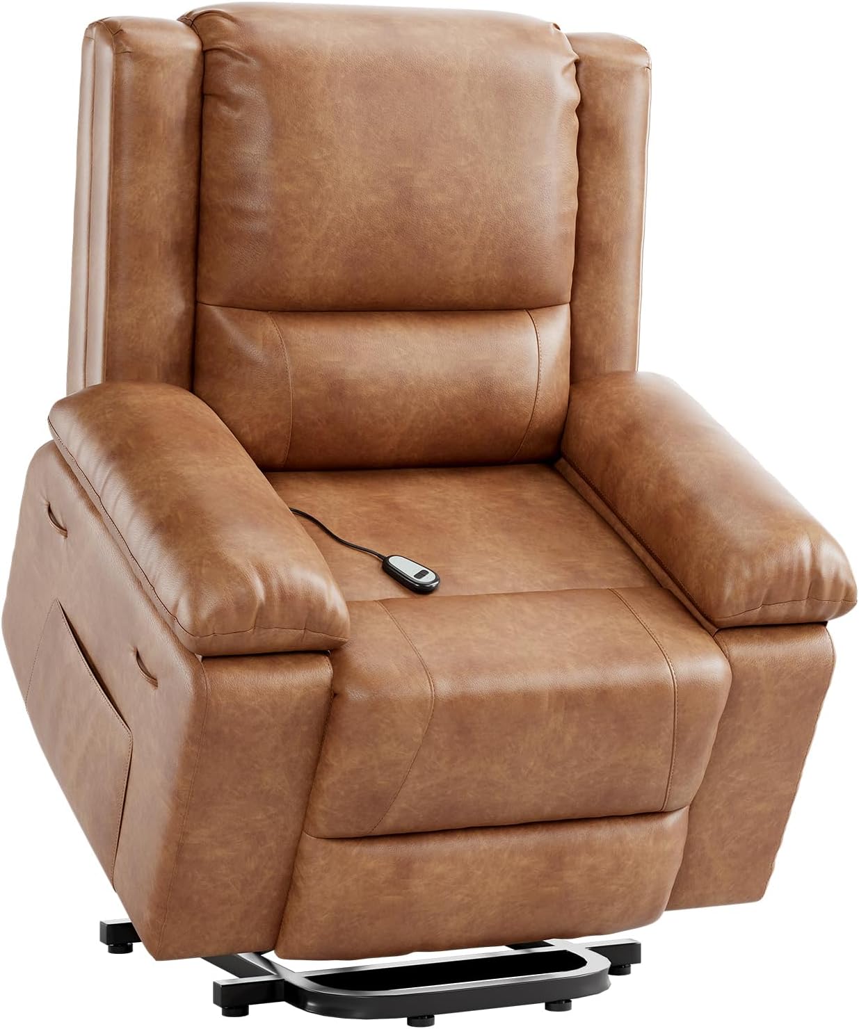 PU Leather Power Lift Recliner Chair with Massage and Heat, Adjustable Back and Leg Support with 3 Positions, Built-in USB Port and Side Pocket, Comfortable and Convenient