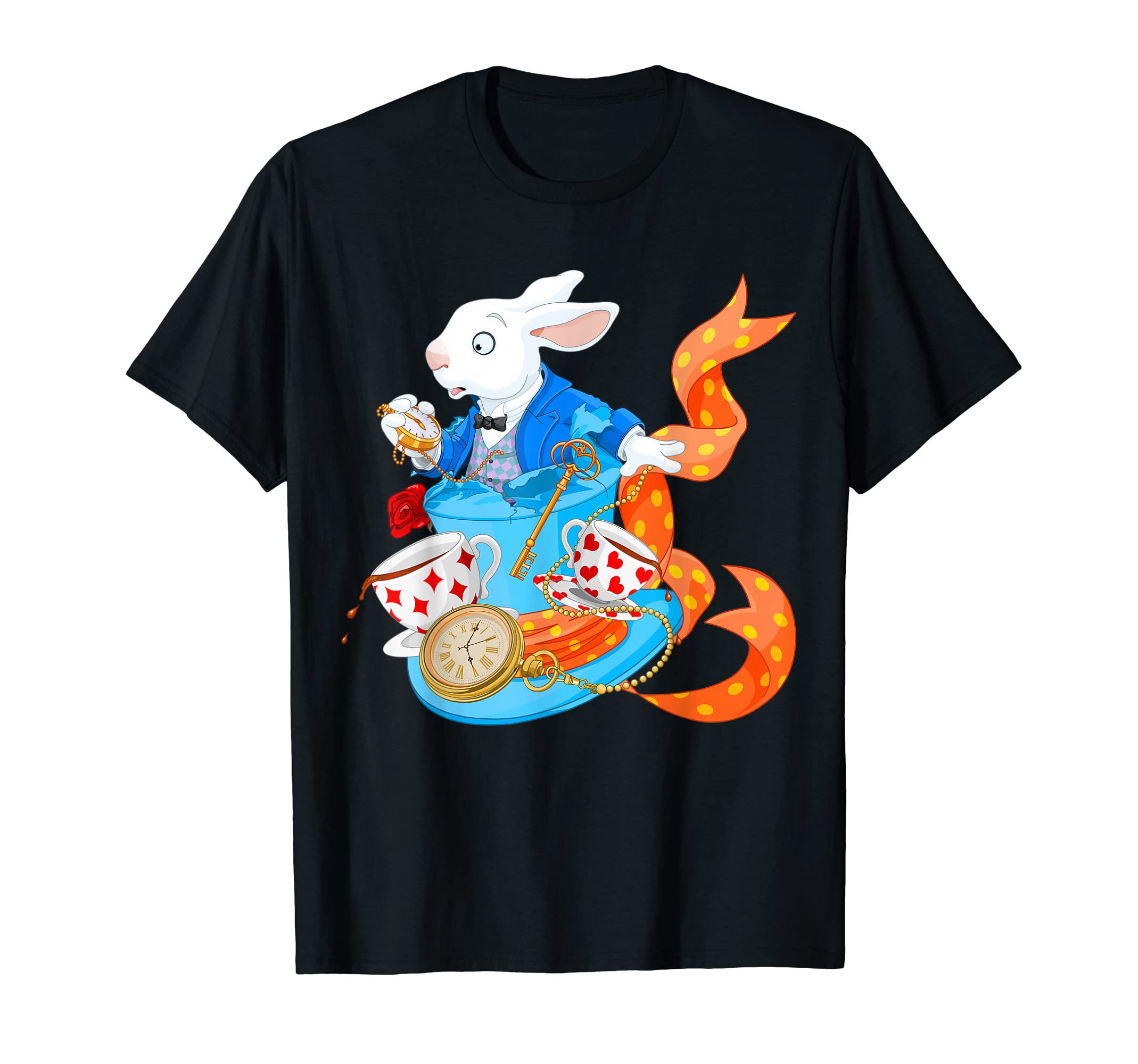 Alice in Wonderland White Rabbit with clockRabbit hole T-Shirt