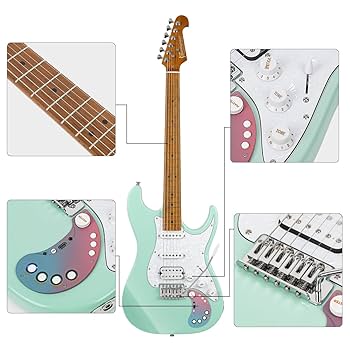 Guitare Électrique Débutant D160SE - Bluetooth, Effets Intégrés, Blanc (Qualité Pro)