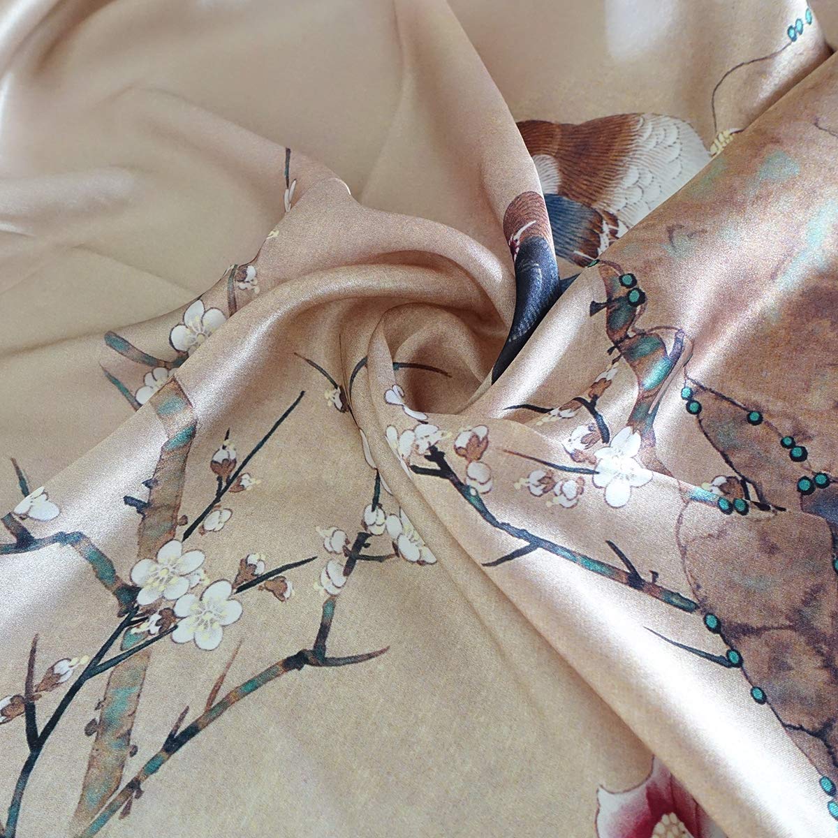 Sciarpa da donna in 100% seta, leggera, in raso, 150 x 50 cm Color017 90