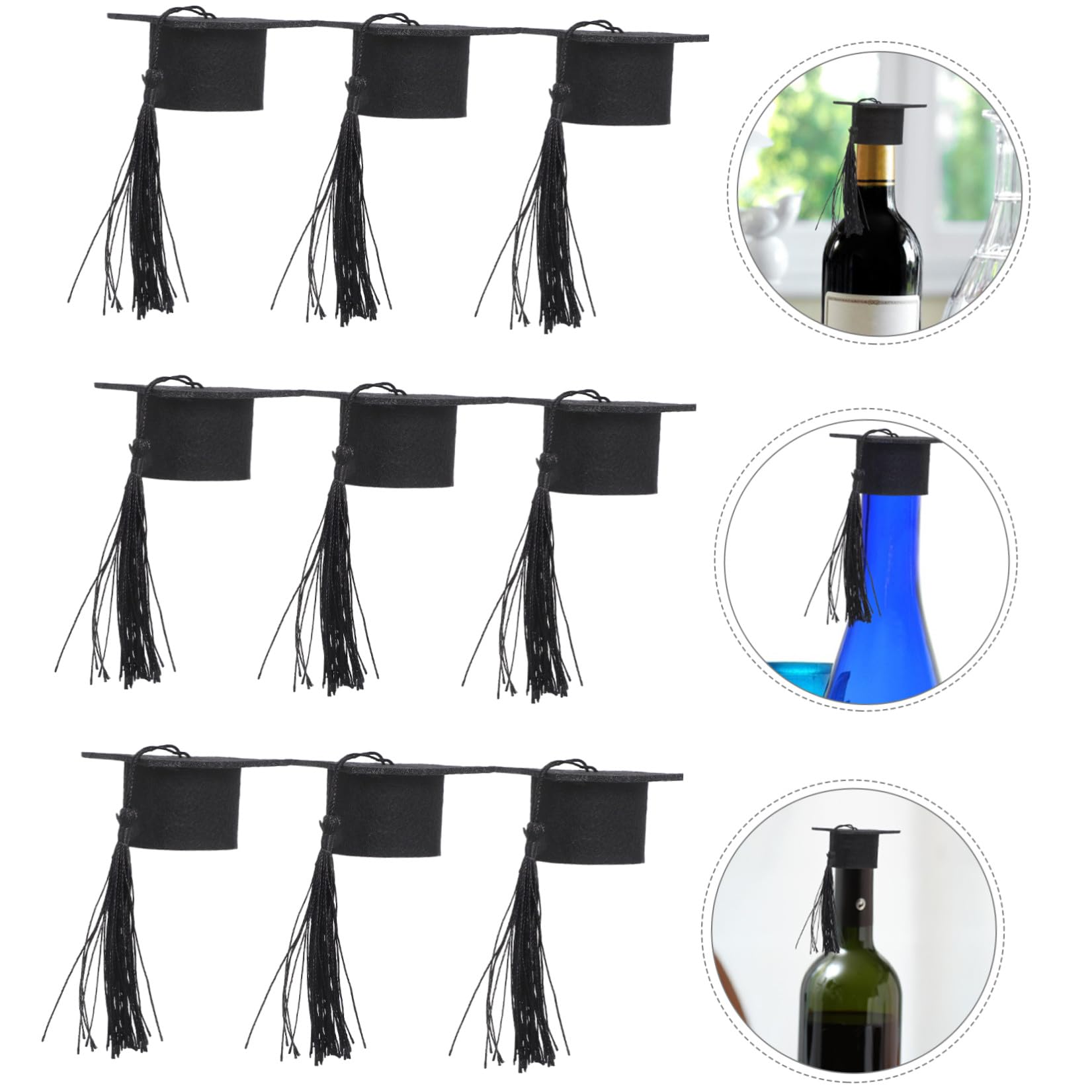 20 Pezzi Mini Cappello Laurea Nero Non Tessuto, Decorazione per Bottiglia e Festa di Laurea, Accessorio Decorativo per Foto e Raduni Quotidiani