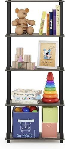 Miniatura 3 de Furinno Turn-N-Tube - Estantería multiusos de 5 niveles, estantería para exhibición, almacenamiento o libros, de tubos cuadrados, color roble