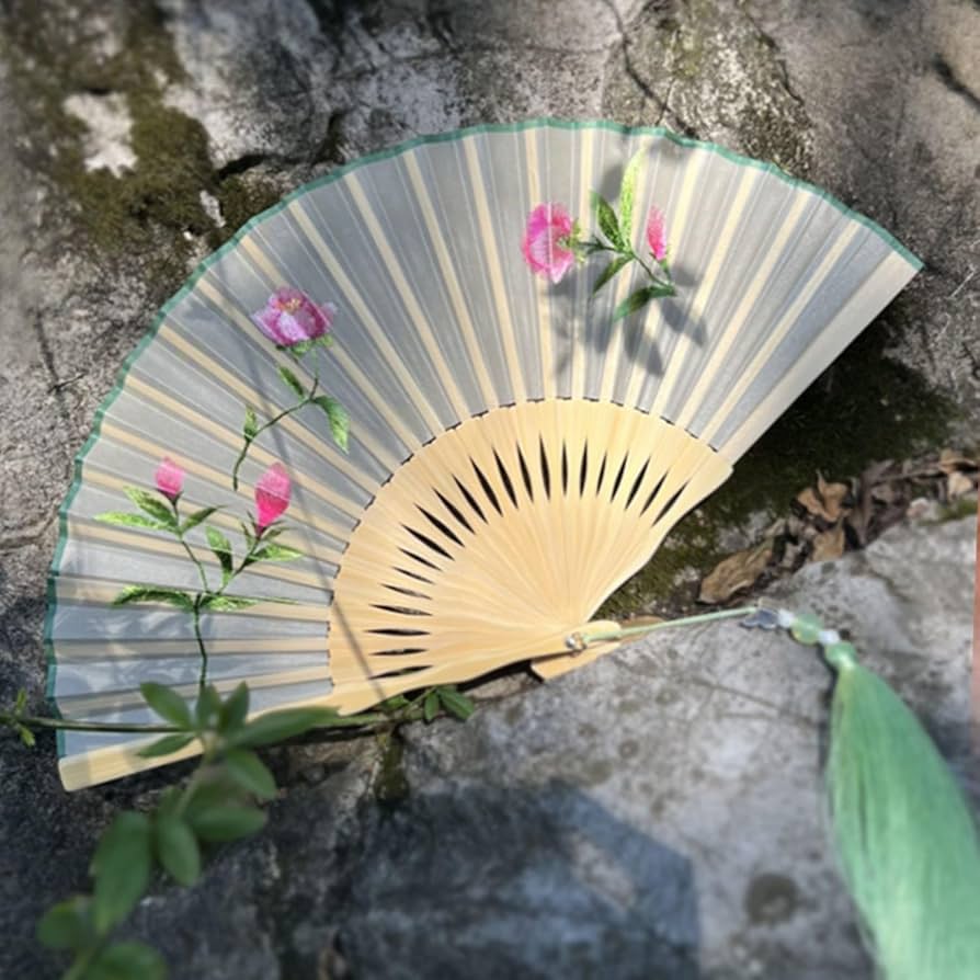 扇子　花　刺繍 Amazon.co.jp: CFLNYC 両面刺繍扇子、美しい花柄の中国の