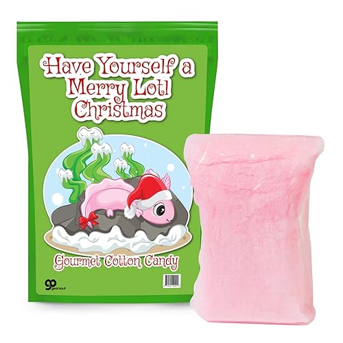 Merry Lotl - Caramelo de algodón de Navidad – Regalos navideños para niños – Regalos para amantes de los ajolotes – Cesta de comida de Navidad