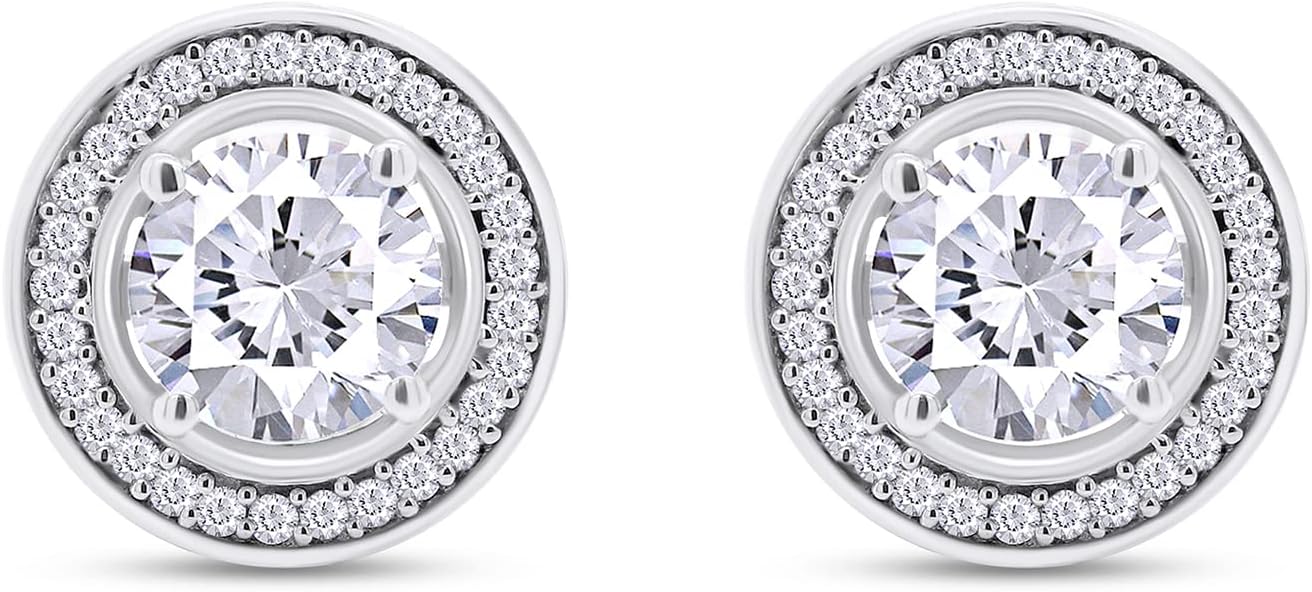 SAVEARTH DIAMONDS Moissanite Stud Earrings, 1ct Ideal Cut Lab Created Diamond 18K Gold Plated 925 Sterling Silver Earrings for Women - Image 2
