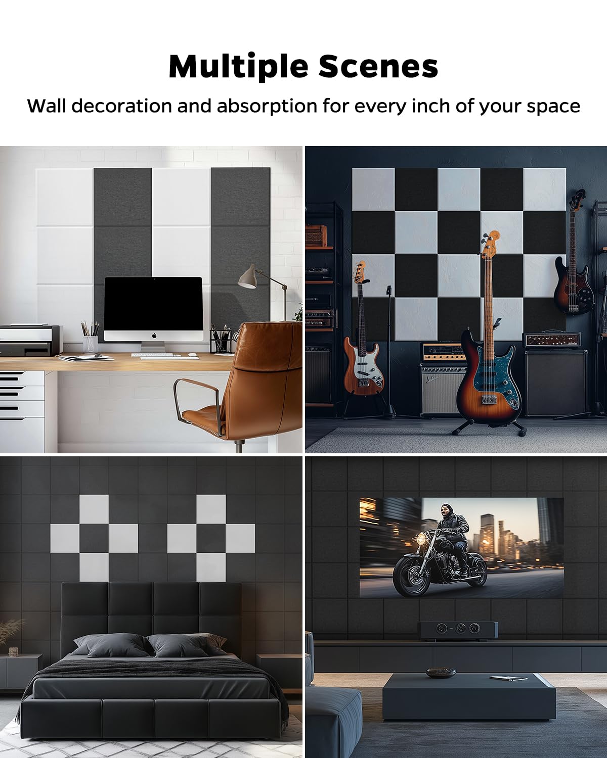 Paquete de 12 paneles cuadrados de insonorización autoadhesivos, 30 x 30 x 0,9 cm, paneles de absorción acústica de alta densidad para pared, estudios de grabación, hogar, oficina (blanco)