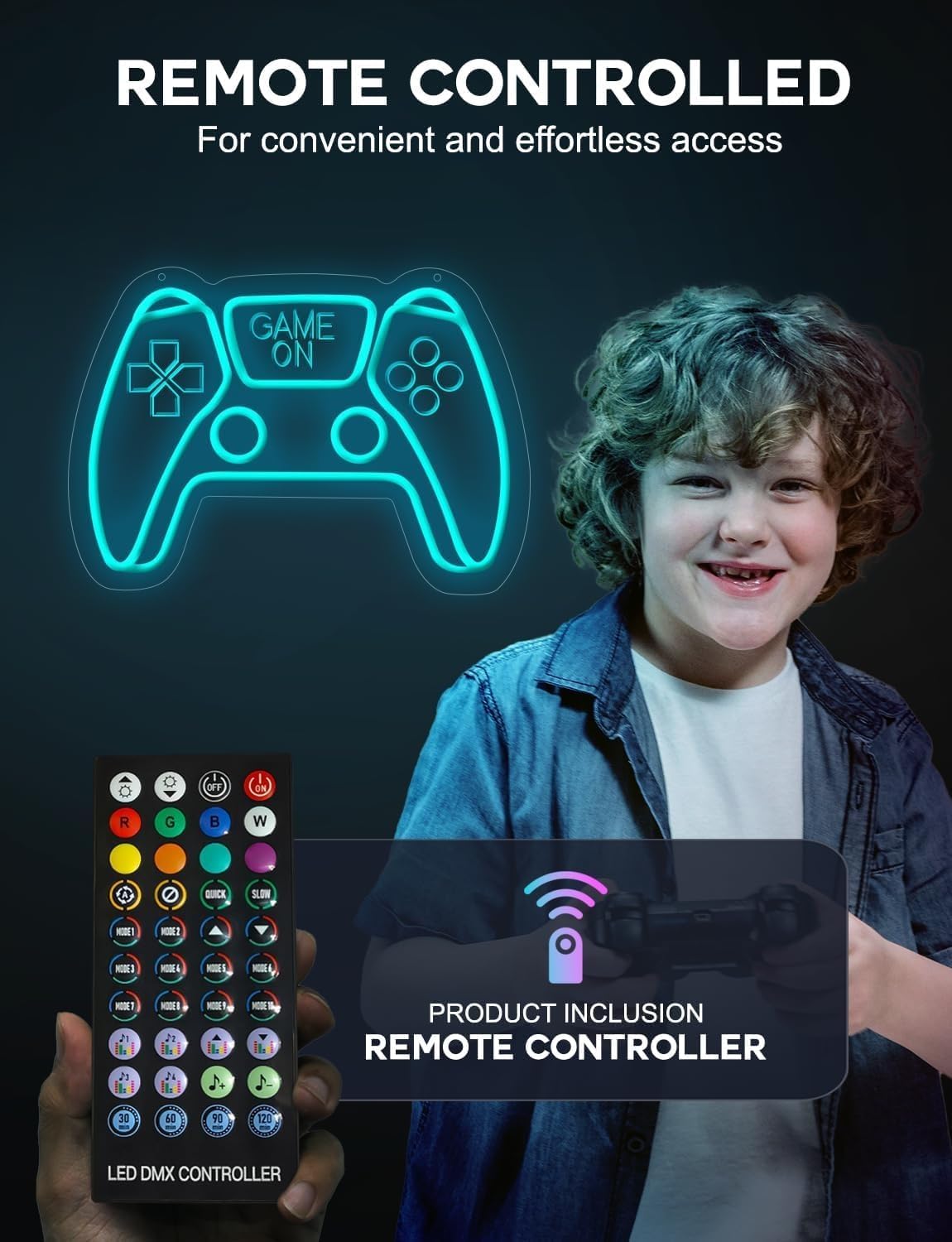 Gamepad Multi Color RGB Neon Sign Powered by USB Color Changing & Scrolling Flashing Modes APP Remote Control for Home Decor Wedding Parties Gatherings