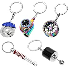 5PCS Car Parts Model Key Chains, Creative Metal Turbo Keychain Kit, Trendy Auto Parts Keyring Set for Men Women