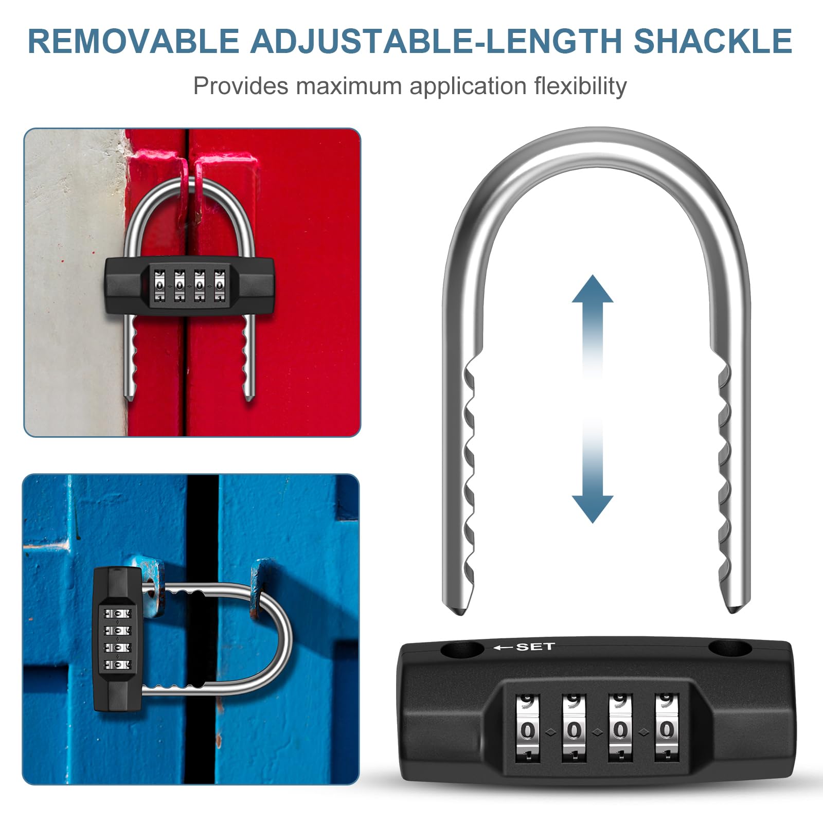 Ankilo 4 Digit Combination Padlock, Padlocks with Code Outdoor Waterproof Combination Locks, Zinc Alloy Material - Image 3