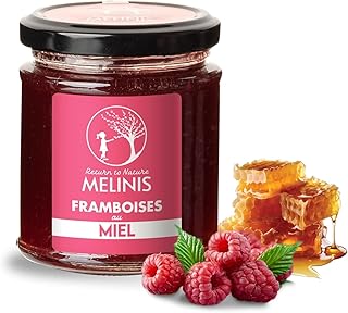Miel Bio d’Acacia à la Crème de Framboise – 65 % Miel, 25 % Purée de Framboises et Jus de Citron – Sans Sucre Ajouté – Tartinable pour Desserts, Smoothies et Petit-Déjeuner – 230 g – Melinis