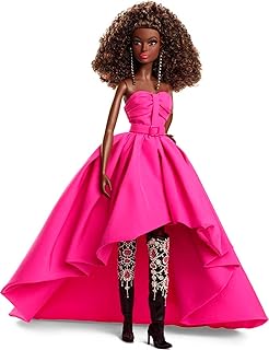 Barbie - Fuchsia Long Dress Doll in Taffeta with Sweetheart Neckline with Pleats and Gathering Details, Matching Belt and a Wide Train, Adult Toy, HBX96 - Buy now