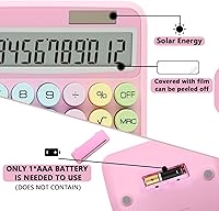 Vista 2 de Pink Calculator, Standard Calculator 12 Digit with Large LCD Display and Big Buttons,Pink Office Accessories for Women Desk, Cute for Office,School