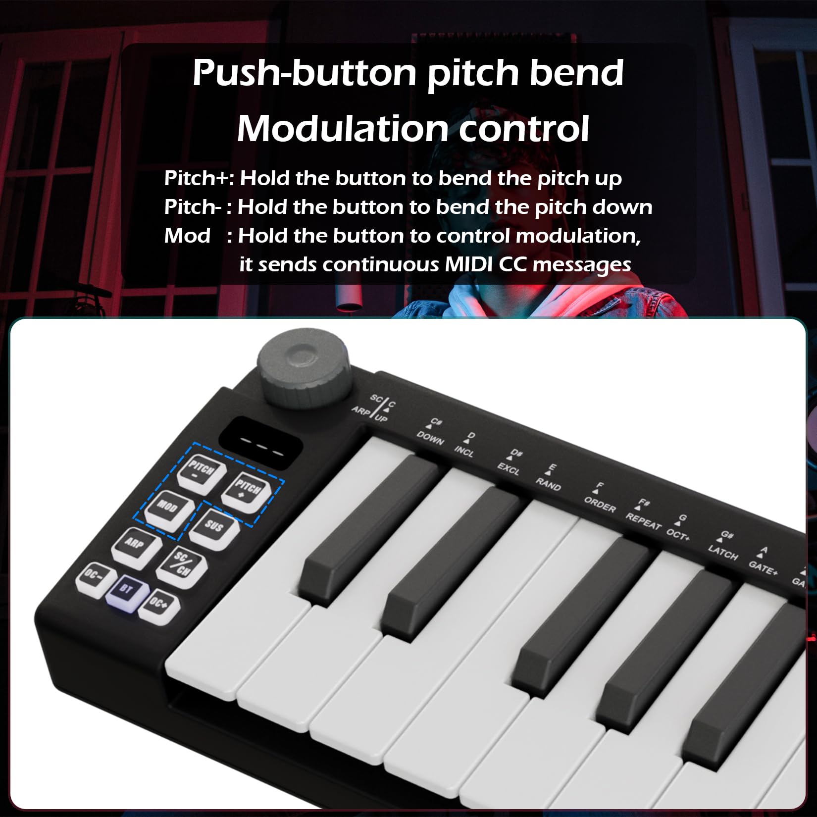 DTM・DAW M-VAVE-Mini Teclado MIDI M-VAVE Teclado MIDI de 25 teclas, Mini teclado, creador de ritmos