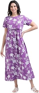 BARBET Women Maternity Feeding Nighty, Zipless Front Access Nightwear, Soft & Comfortable Fabric, Relaxed Fit Price In India