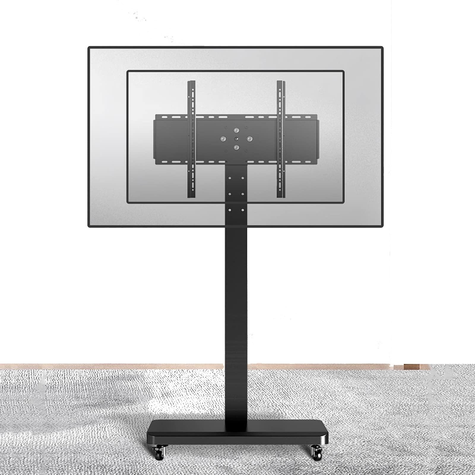 WDSOPK LCD Tv Frame Floor Stand - Mobile Tv Cart with Wheels - Height Adjustable Rolling Tv Stand Hold, for 32-65 Inch Screen, 0-90° Horizontal and Vertical Screen Switching