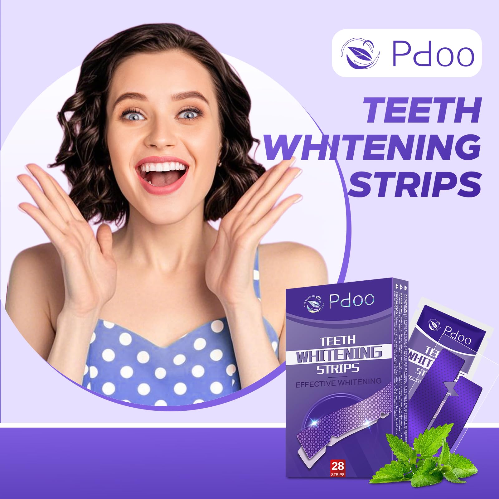 Purple Teeth Whitening Strips 14 Treatments - Enamel-Safe & No-Slip Whitening Strips - Fast Teeth Whitening Result in 7 Days - Kit de blanqueamiento para café, eliminación de manchas de vino