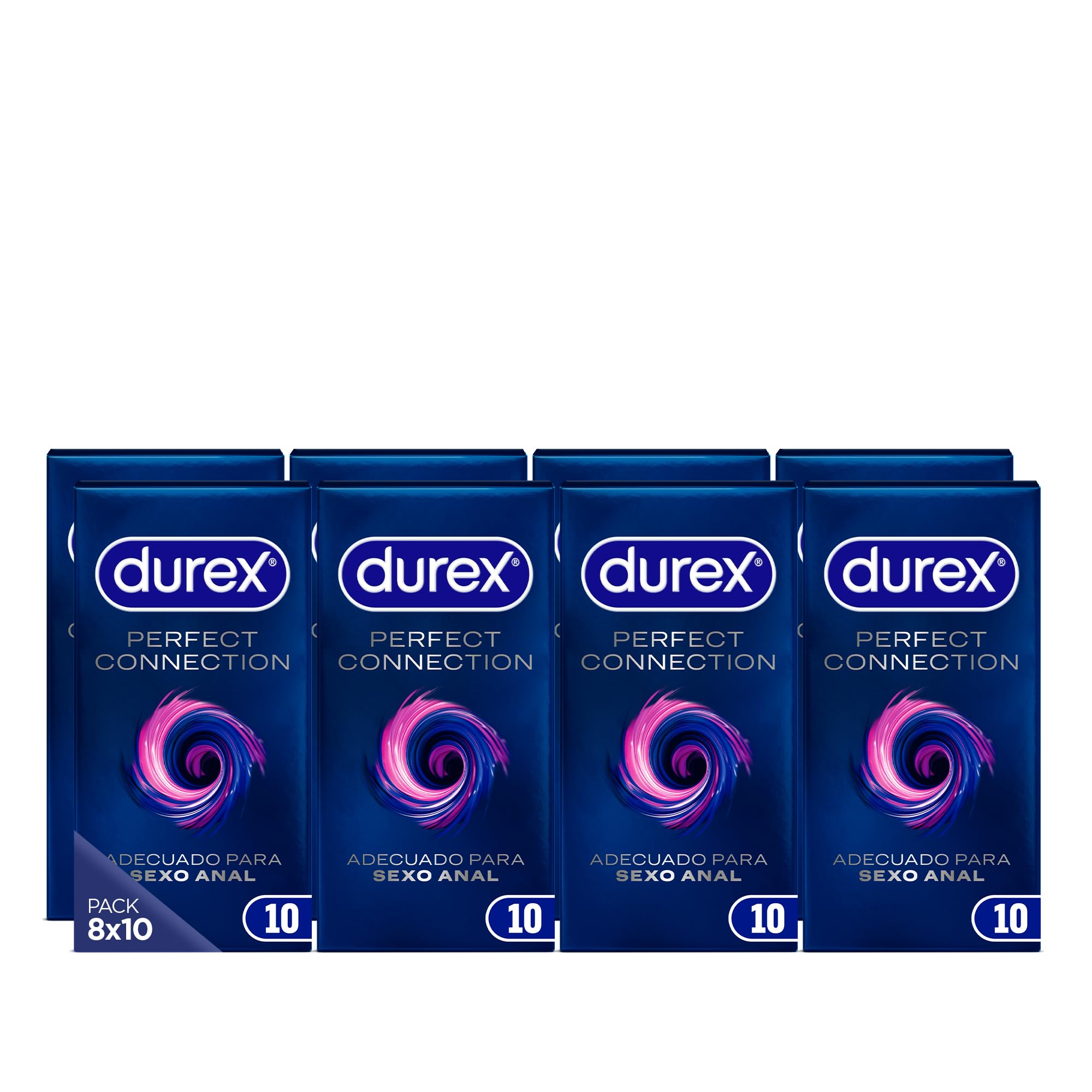 Durex Preservativos Perfect Connection, Adecuado Para Sexo Anal, 10 condones [Pack 8 Unidades]