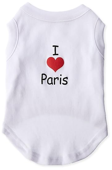 Mirage Pet Products 12-Inch I Love Paris Screen Print Shirts for Pets, Medium, White