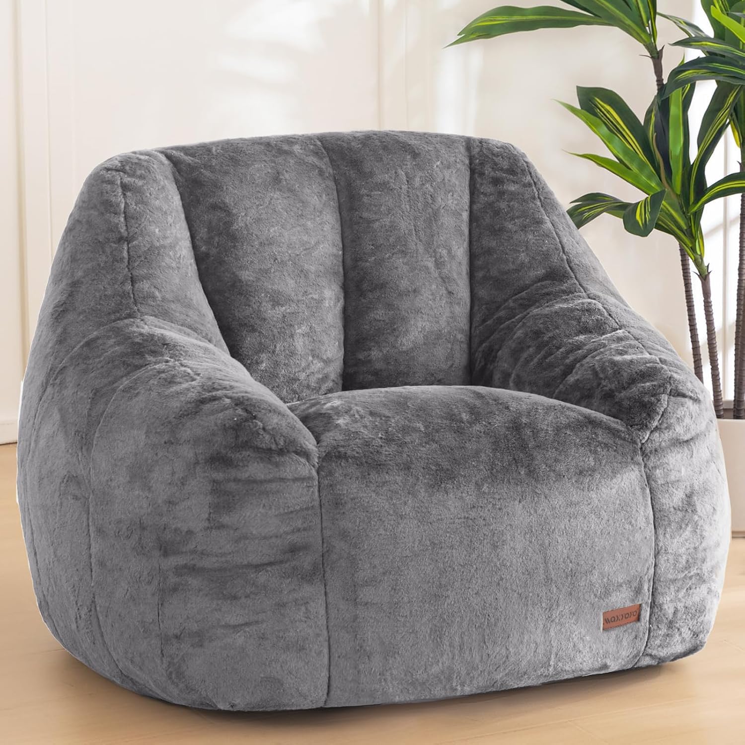 MAXYOYO Bean Bag Chair for Adults or Children, Soft Faux Fur Floor Single with Filling, Comfy Bean Bag Sofa with Back Support, Accent Chair, Armchair for Living Room & Bedroom