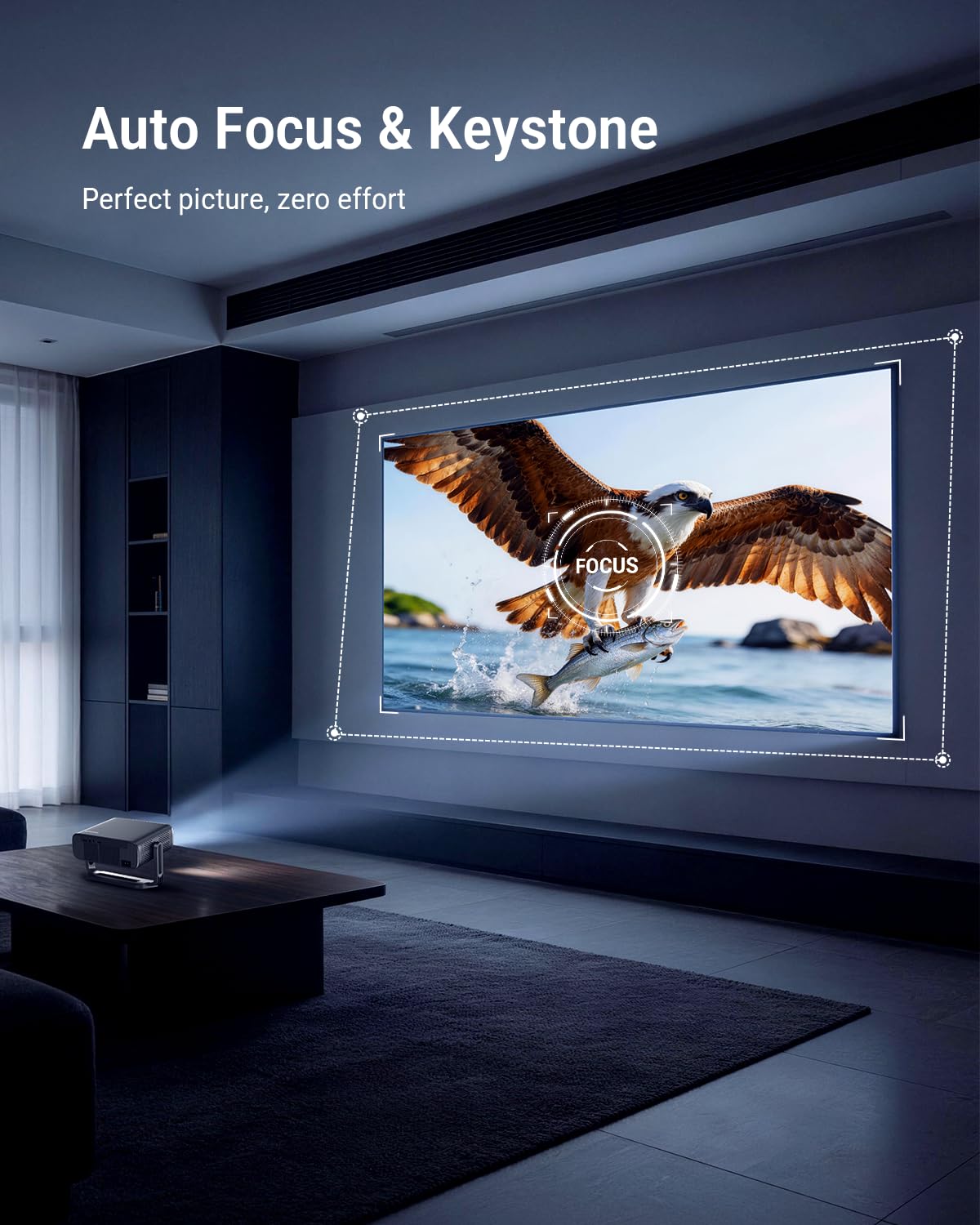 4K Projector Built-in Google TV, 2500ANSI/Auto Lens Cap/AI Voice Control Projector with WiFi and Bluetooth, Smart Movie Projector with Auto Focus & Keystone, Mini Proyector for Apps/Celling/Outdoors — view 7