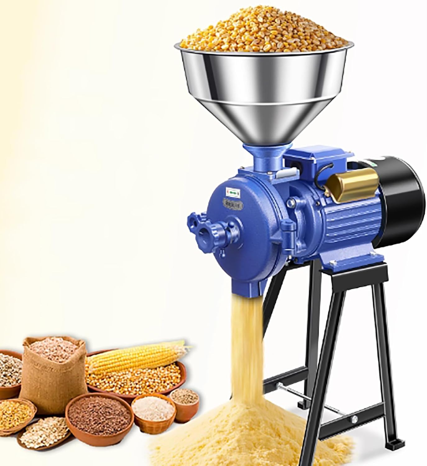 Feed Flour Grain Mill.4800W Feed Grinder,Wet and Dry Use,Adjustable Coarseness,Stainless Steel Body,for Making Coarse Meal/fine Meal/Thin Slurry