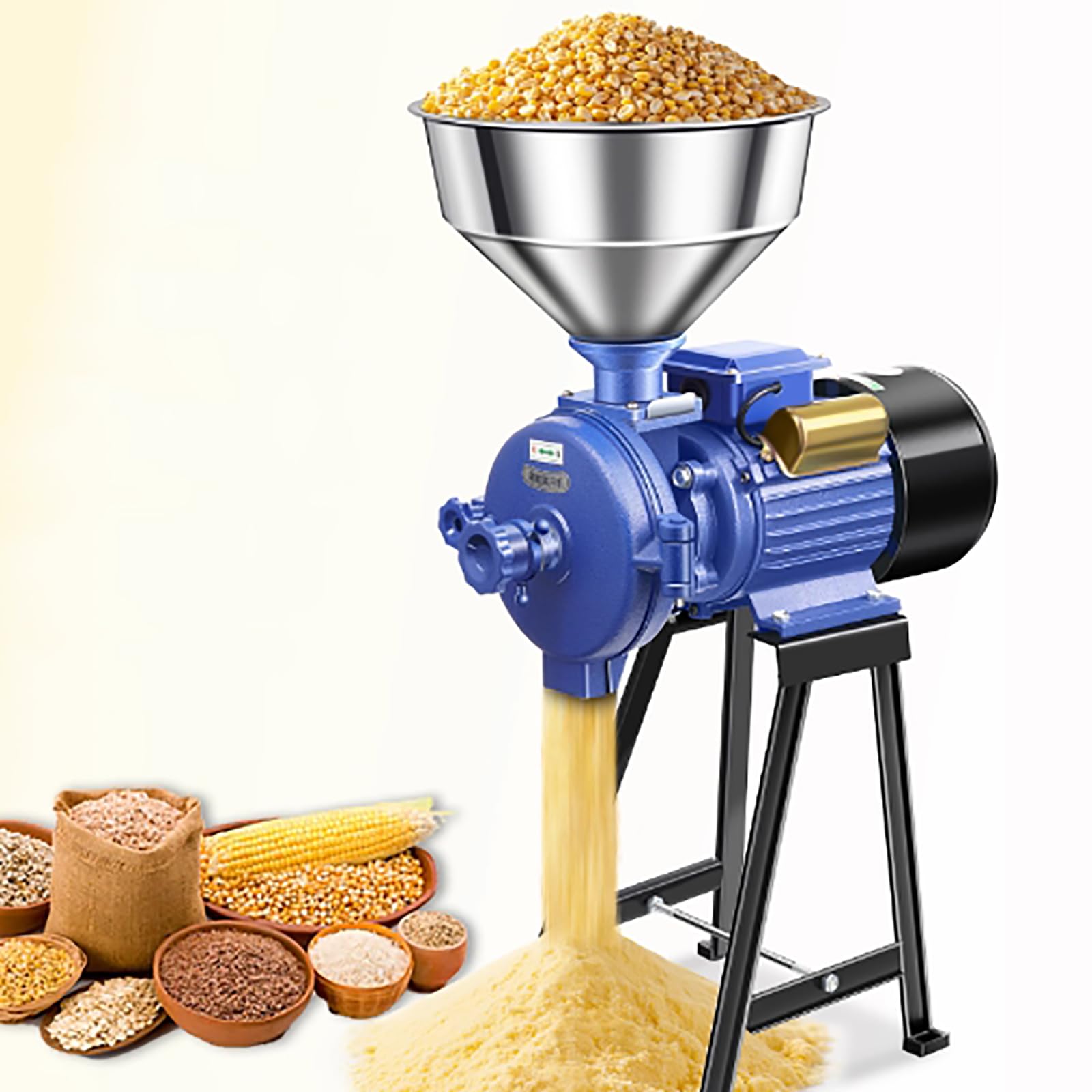 Futtermehl-Getreidemühle, 4800 W Futtermühle, Nass- Und Trockengebrauch, Einstellbare Mahlfeinheit, Edelstahlgehäuse, Zur Herstellung Von Grobem Mehl/feinem Mehl/dickem Brei/dünnem Brei
