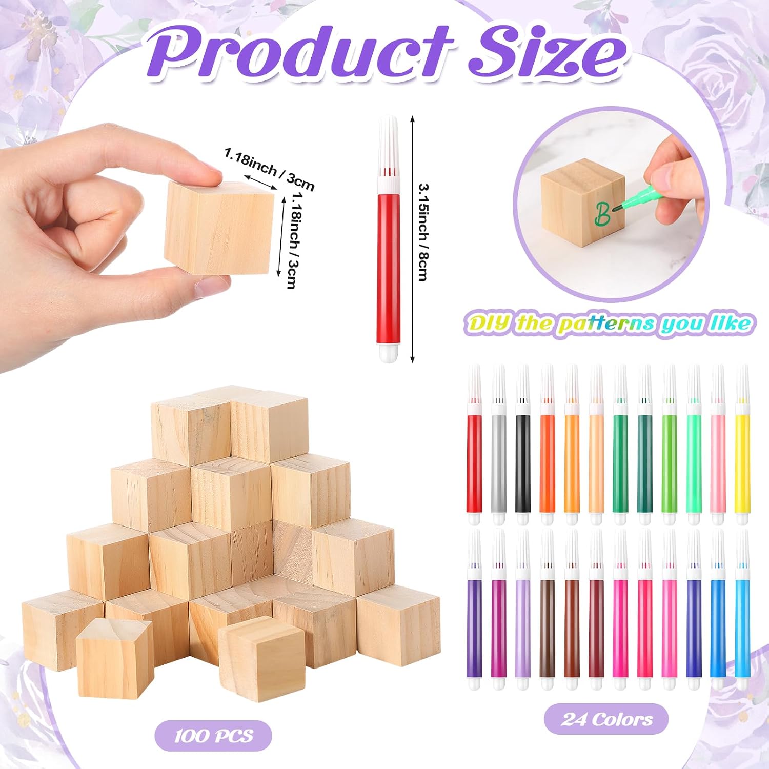 125 Pcs Baby Shower Decorate a Block Game Set, Butterfly image 3