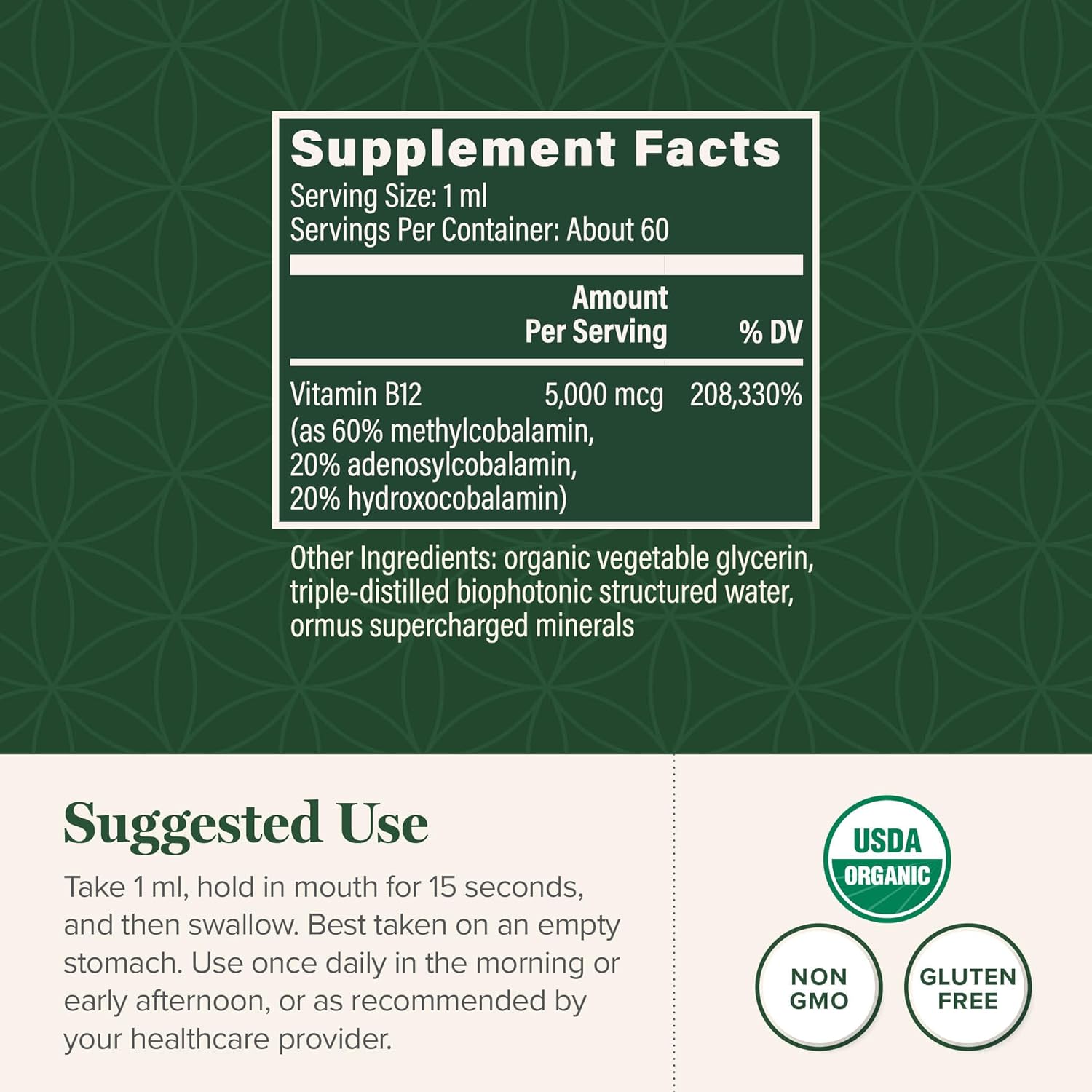 Global Healing - Organic Vitamin B12 5000 MCG Sublingual Liquid - Methylcobalamin, Hydroxo Blend & More - Methylated Drops for Adults - Vegan, Non-GMO, VIT B12, Vitamins Supplement (2 Oz) - Image 3