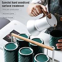 Vista 2 de Cafetera moka plateada, cafetera de café expreso para estufa, cafetera clásica italiana para expreso, moka, café cubano, capuchino, café con leche