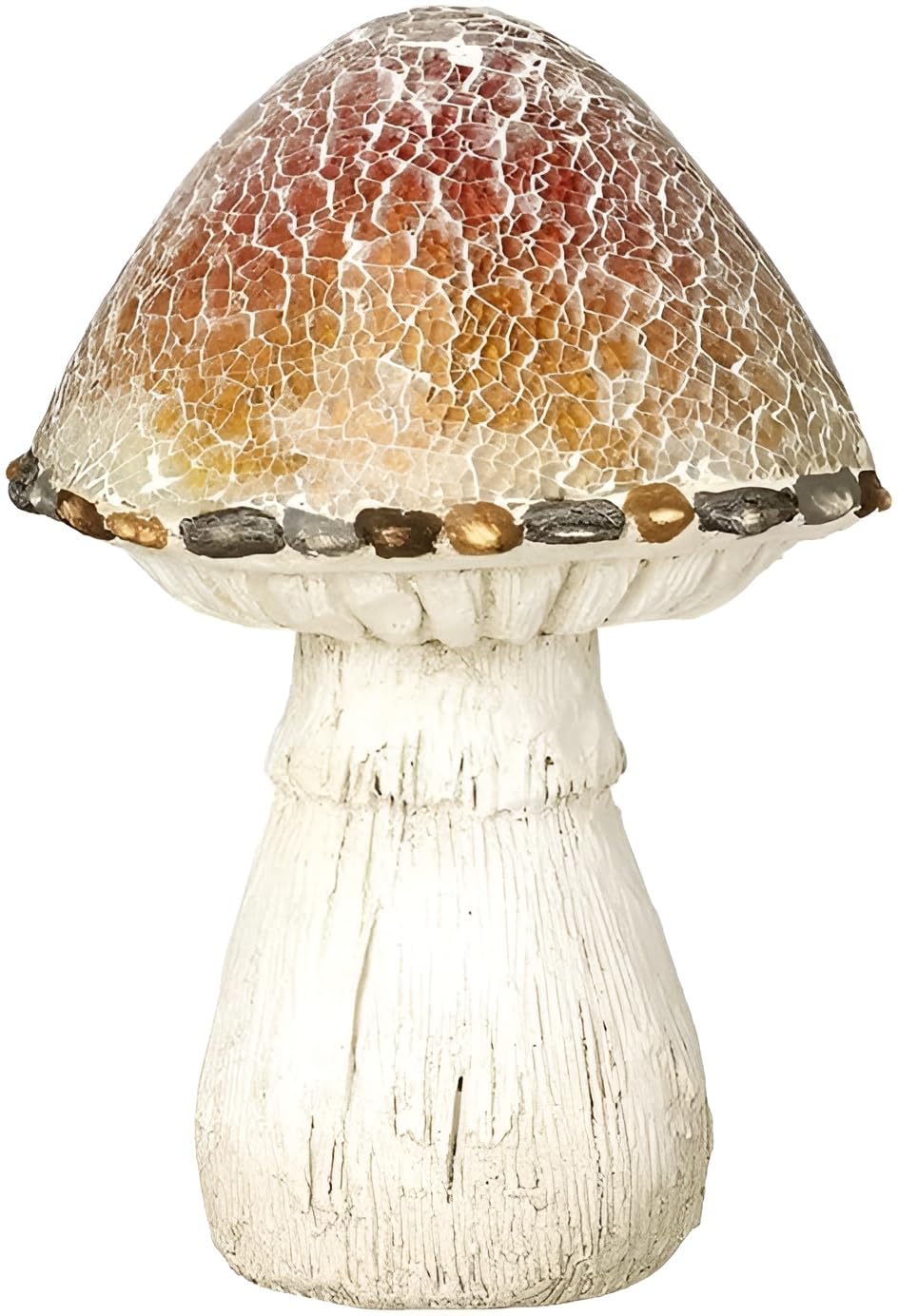 Heaven Sends White/Red/Yellow Crackle Finish Mushroom Ornament – Rustic & Decorative Garden Sculpture – Polyresin Toadstool With Textu Crackle Effect