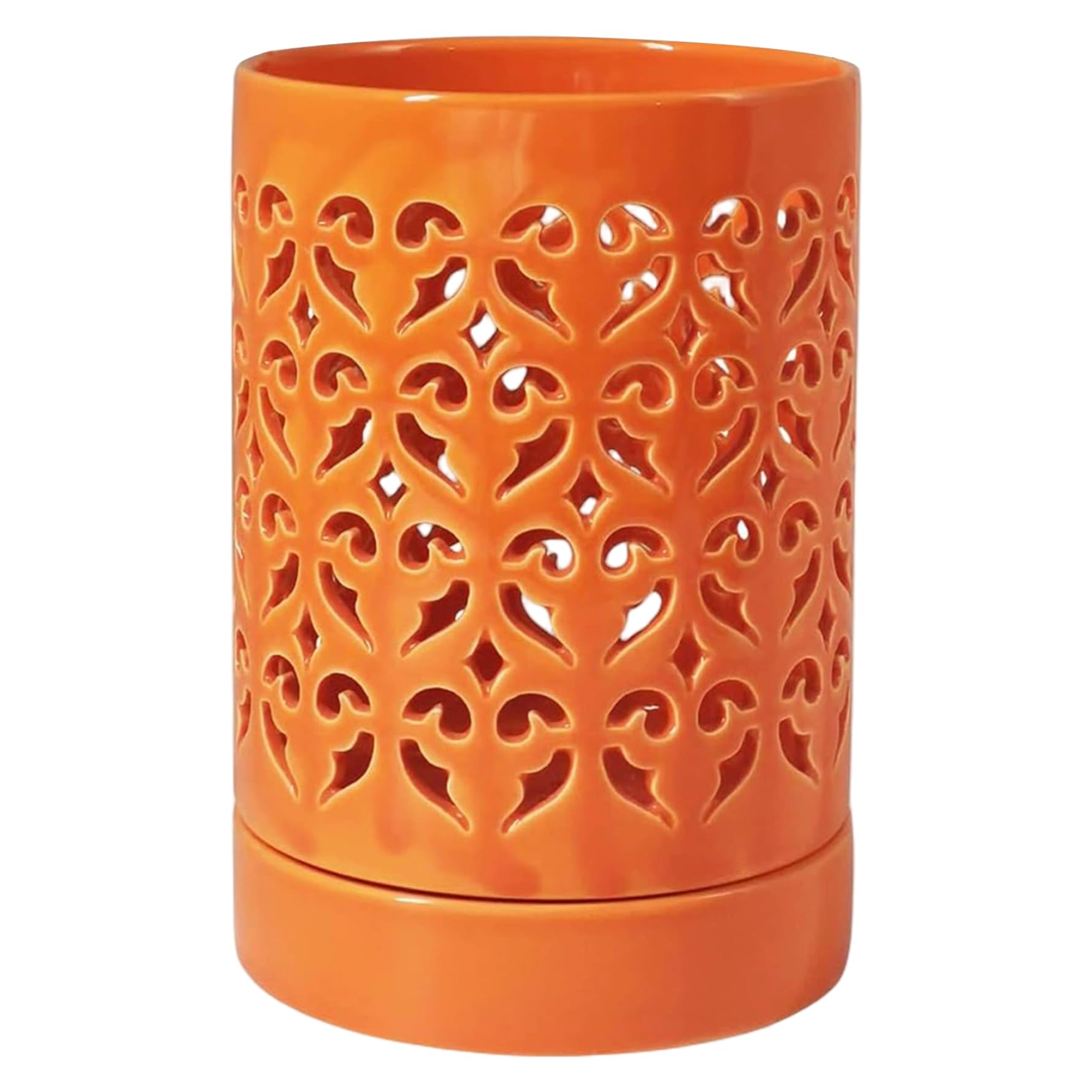 Vistnale Orchid Pots with Holes, Orchid Pots 5.5x4in Planter with Holes & Saucer & Drainage Ceramic Plant Pot for Indoor Outdoor Plants, Orange