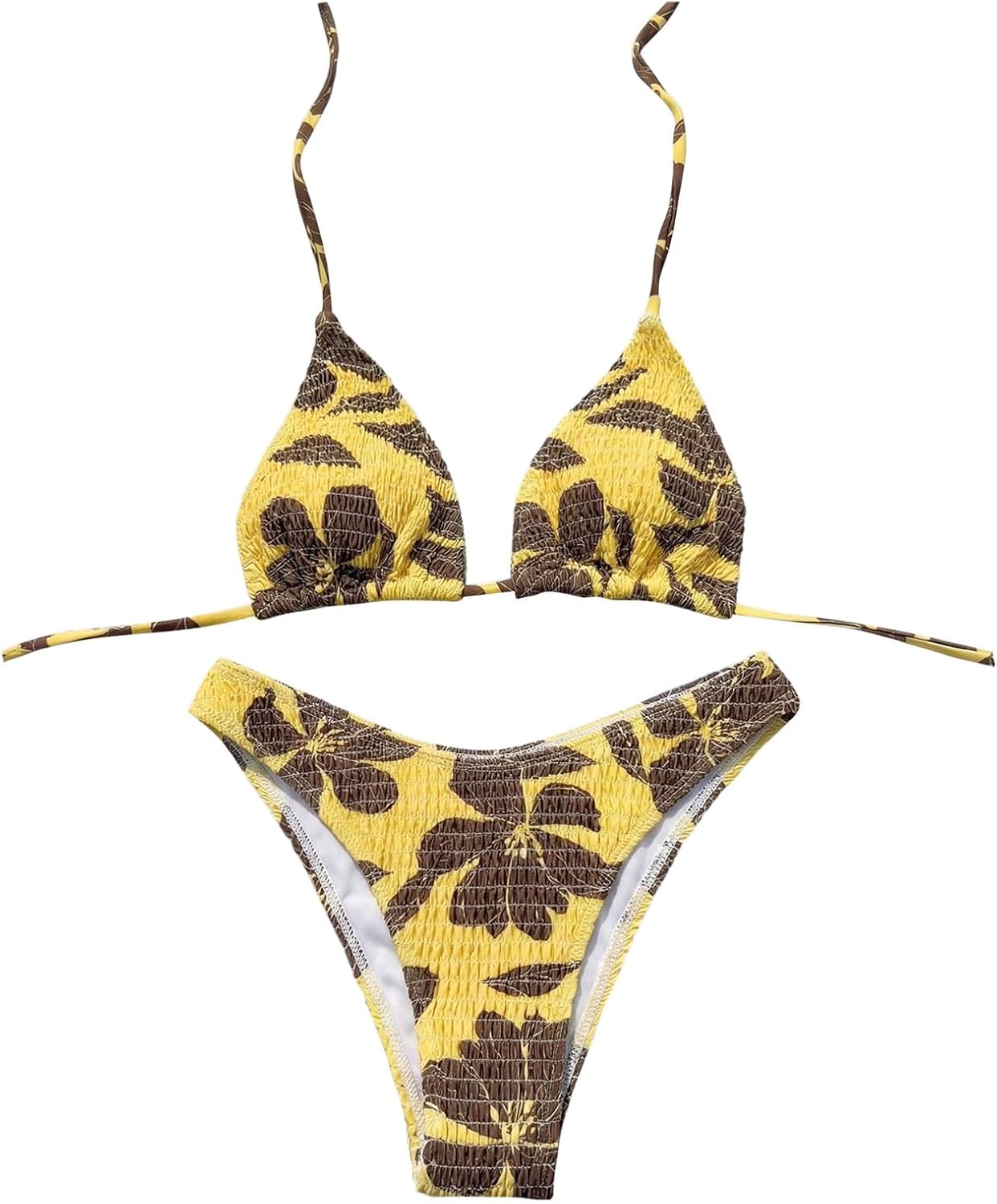 GORGLITTER Women's Floral Y2k Bikini Sets High Cut Thong Halter Triangle Cute Swimsuits 2 Piece Summer Bathing Suits