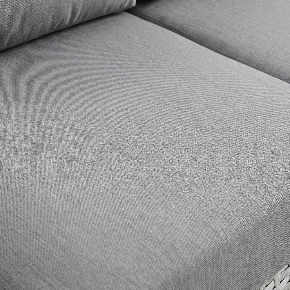 Gray Outdoor Patio Left-Arm Loveseat with Cushioned Comfort, Durable Frame, Weather-Resistant Design, Modern Style for Garden and Porch Use