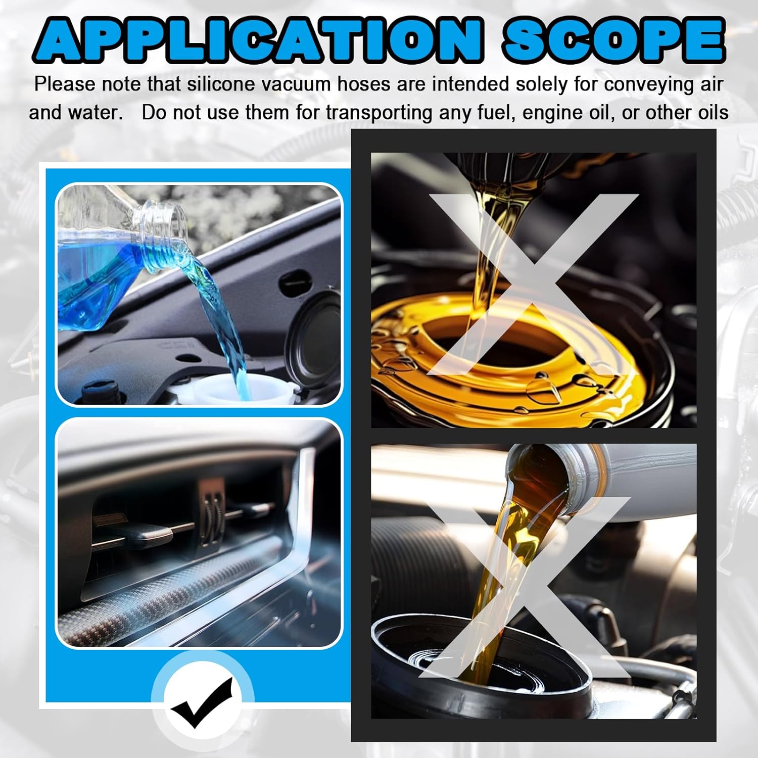 6PCS 5Ft Silicone Vacuum Hose Automotive Kit,ID 3/8",5/16",1/4",3/16",5/32",1/8" Vacuum Lines Automotive with Tee/Straight/Reducer Connector & Clamps,Professional Vacuums Line Kit (94PCS)